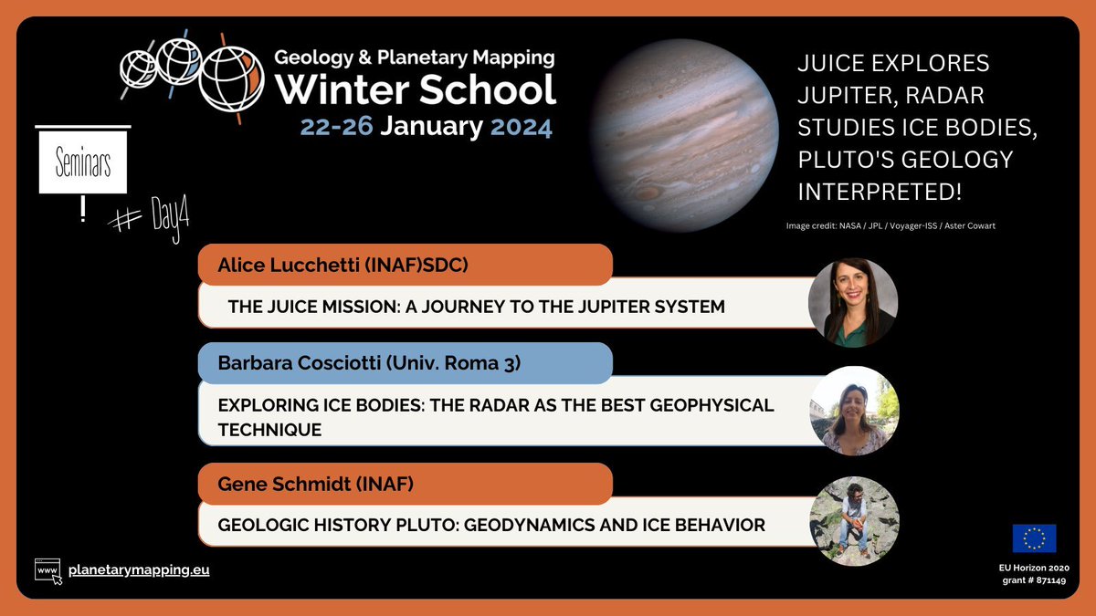 Day 4 at #GMAPWinterSchool2024! Explore Jupiter with JUICE, study ice bodies with radar, and decode Pluto's geology!

<a href="/PlanetaryGeoMap/">Planetary Mapping</a>