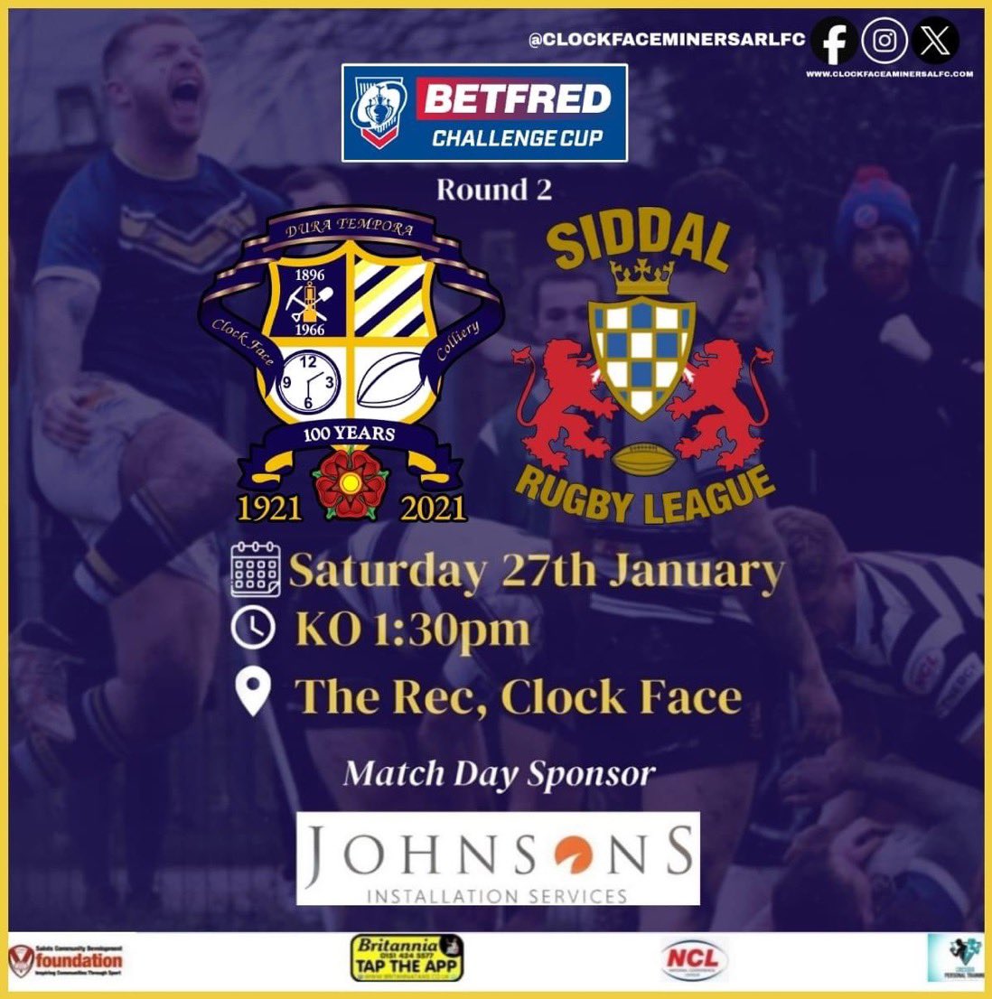 One week to go until our 2nd round game vs <a href="/siddalrl/">SiddalARLFC</a> in the <a href="/TheChallengeCup/">Betfred Challenge Cup</a> .
We can’t wait 😝 💙💛🏉🏆#CFM #COYC