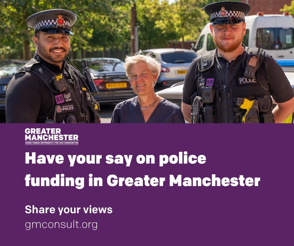 🚨 There’s still time to share your views on local police funding. They are asking if residents are willing to pay more council tax per month to help keep @gmpolice communities safe. 👮‍♀️👮‍♂️ Share your thoughts by Wednesday 24th January. 👉gmconsult.org