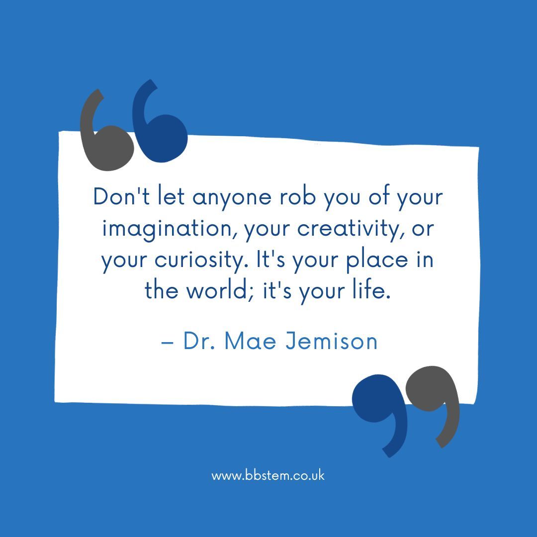 BB_STEM's tweet image. Unleash your imagination, creativity, and curiosity. They&apos;re key to your unique journey and life&apos;s story. #JemisonGuidance #BBSTEMCreativity #ImaginationUnbound #YourScienceJourney #OwnYourStory