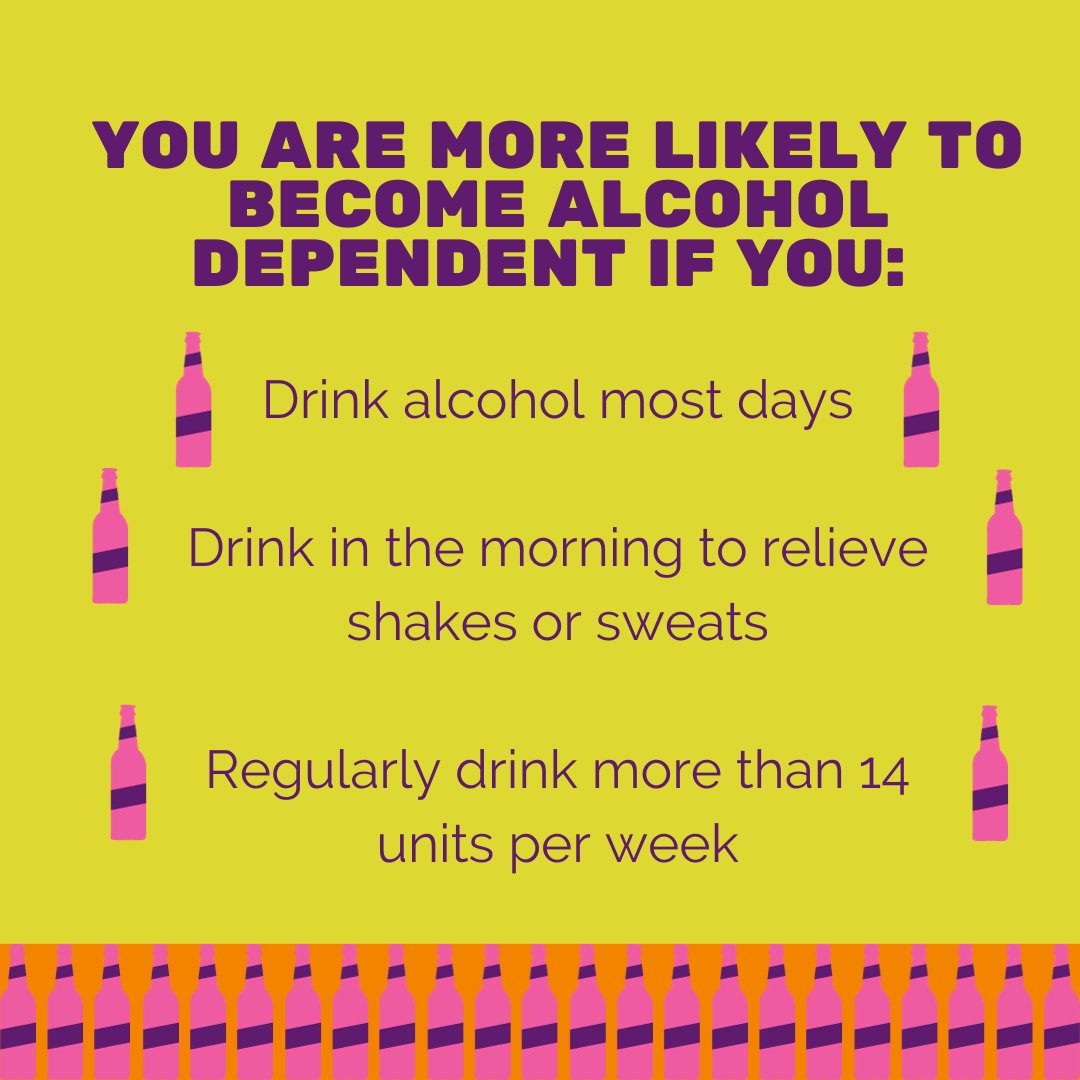 Surprisingly, you don’t have to be drinking at extreme levels to be dependent on alcohol. If you are thinking that you might need help with your alcohol intake, you can self-refer to our service via our website, and we can help you manage this. 

 #AlcoholDependence #Recovery