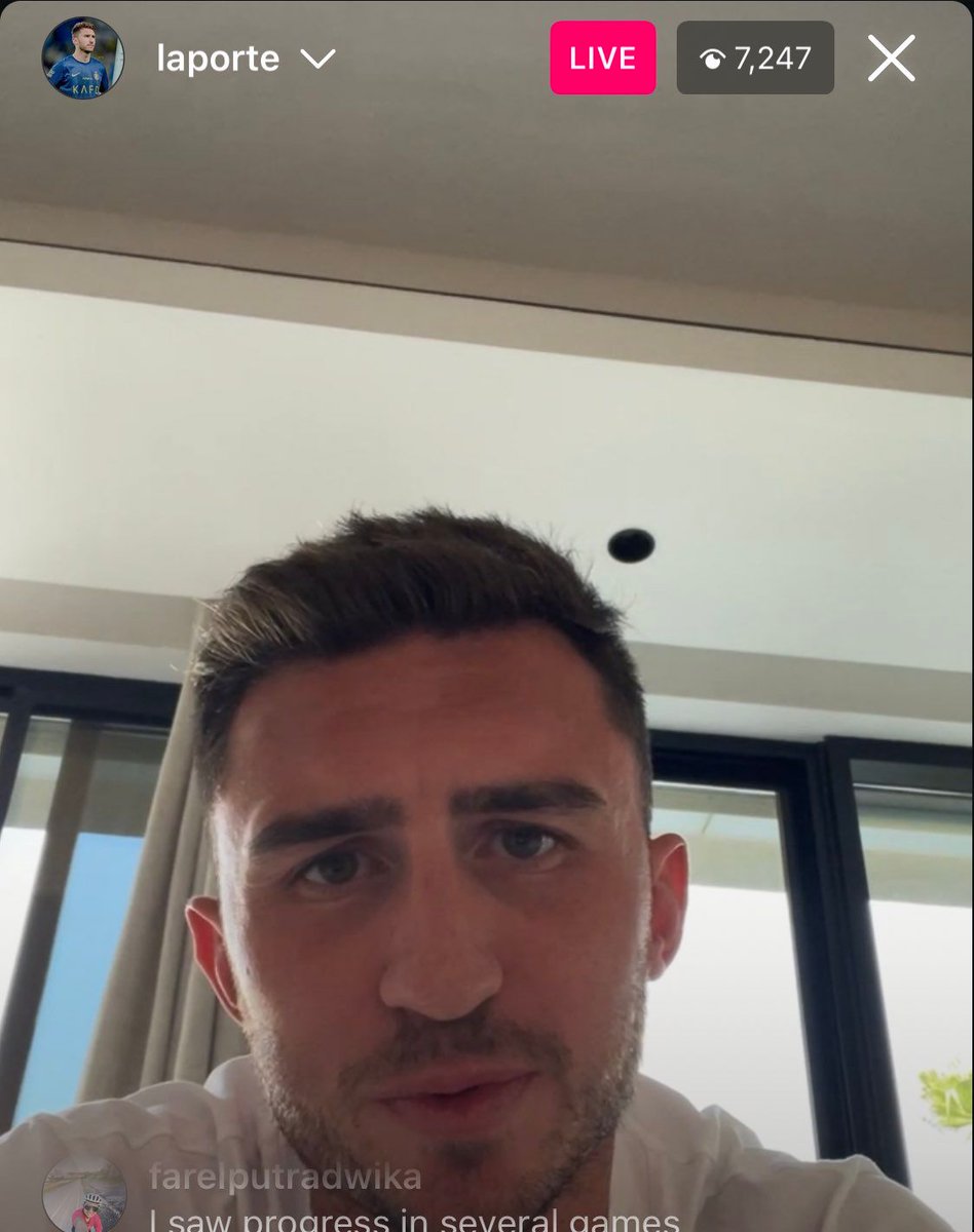 🚨 Laporte via Instagram live: 'I would like to congratulate Cristiano. He won an award yesterday. Congratulations to him.'