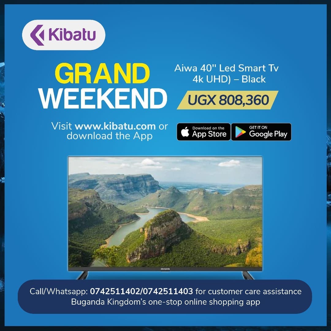 Aiwa 40” LED smart TV is your weekend hard deal.
Visit the website on kibatu.com or download the App for unforgettable shopping experience.
#BeeyiNsaamuSamu #Shopping #Ecommerce