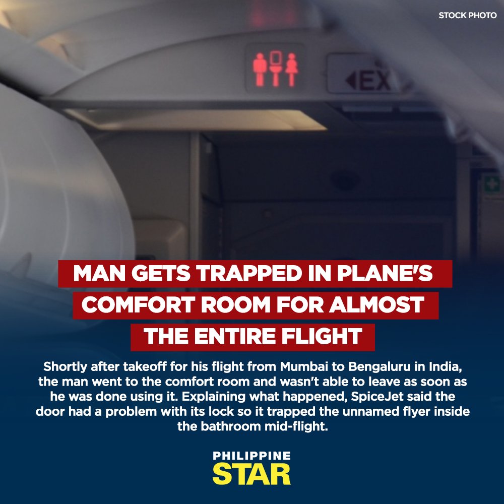What a flight! A man spent almost his entire flight stuck inside the comfort room of the aircraft. bitly.ws/3ajQj | @philstarlife
