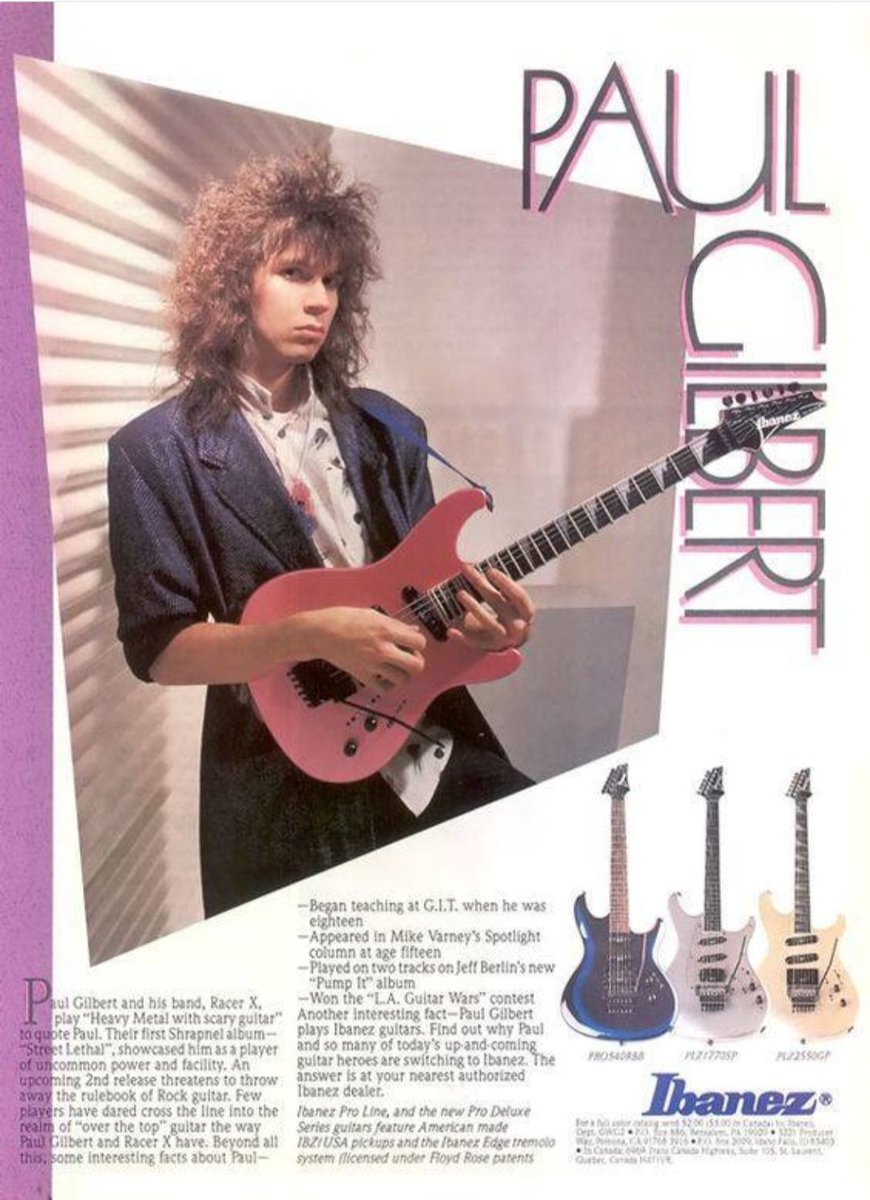 Any Paul Gilbert fans out there? Favorite albums? Favorite bands? Here is an old ad from some guitar magazine ✌🏻 #guitarplayer #paulgilbert #racerx #mrbig #virtuoso #shredlegend #guitargod