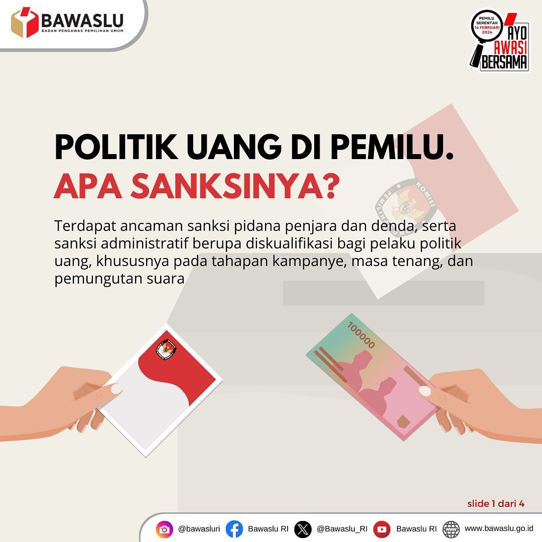 joyce16889's tweet photo. Selain merusak integritas pemilu, politik uang juga berpotensi melahirkan calon-calon pemimpin koruptif. 
Yuk #SahabatBawaslu baca slidenya sampai habis ya! 
#TolakPolitikUang
#AyoAwasiBersama
#PemiluSerentak2024
@BawasluRI
@BawasluKepri
@BawasluBatam https://t.co/AXcQRi32HZ