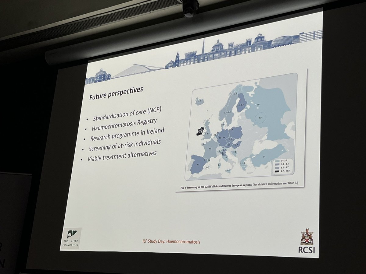 Prof John Ryan @LiverBeaumont discussing haemochromatosis diagnosis and management. Known as the Celtic Curse - 1:83 people in Ireland have this condition, the highest incidence globally! @IrelandLiver @IrishHaemAssoc