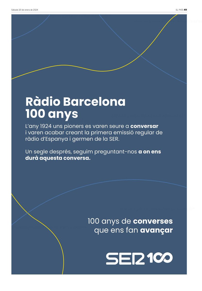✨Aquest 2024 Ràdio Barcelona celebra 100 anys! Som la primera emissora del país.

100 anys de converses que ens fan avançar