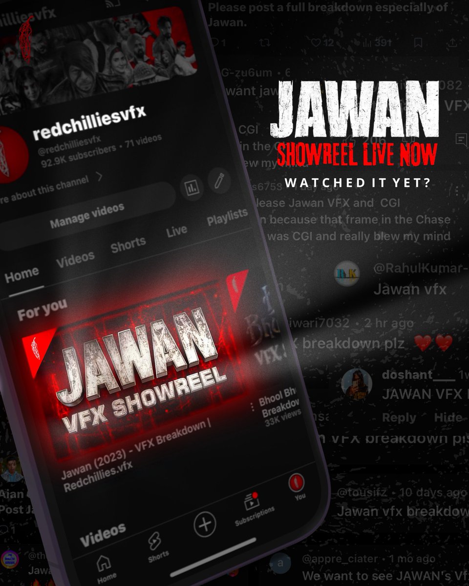 vfx_redchillies's tweet photo. We are overwhelmed by the outpouring of love and appreciation for our Jawan VFX showreel! It warms our hearts. 🌶️♥️✨

Watch, share, and feel the magic of 'Jawan' : https://t.co/3b2YHKAFao
➖
#JawanVFX
#Jawan
#VFXbyRedchillies 🌶️ https://t.co/GHTuCEhZDu