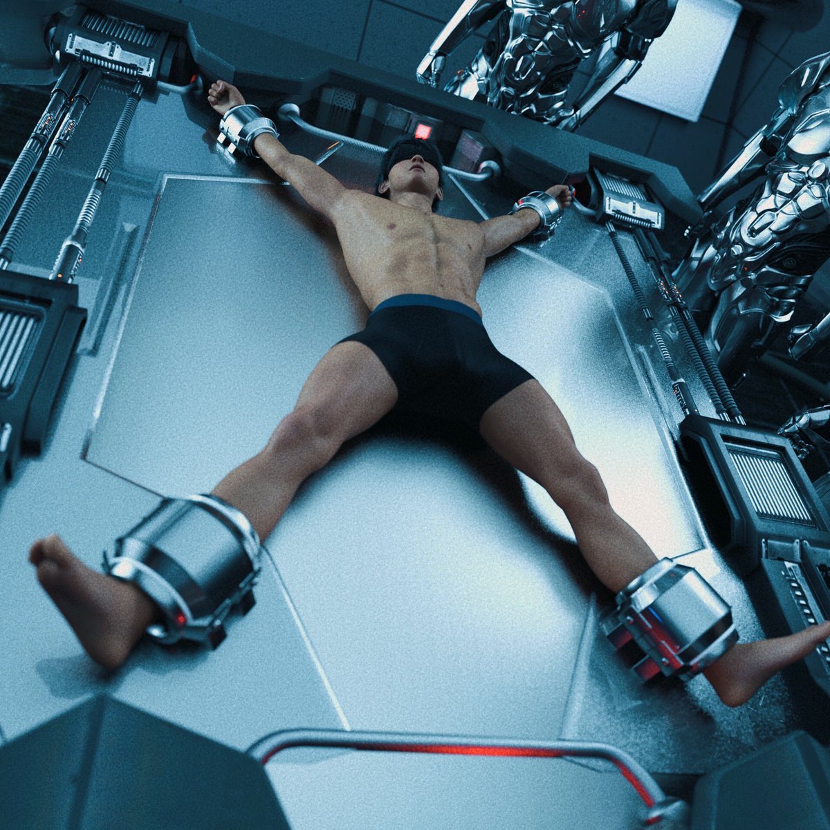 BlackEaglesLab's tweet photo. Hello to all my new followers. I create 3D art of men, hardcore bondage, bdsm and science fiction. I have skills of designing restraints and machines. I hope you enjoy my fiction world. https://t.co/4KSRJVbbHN