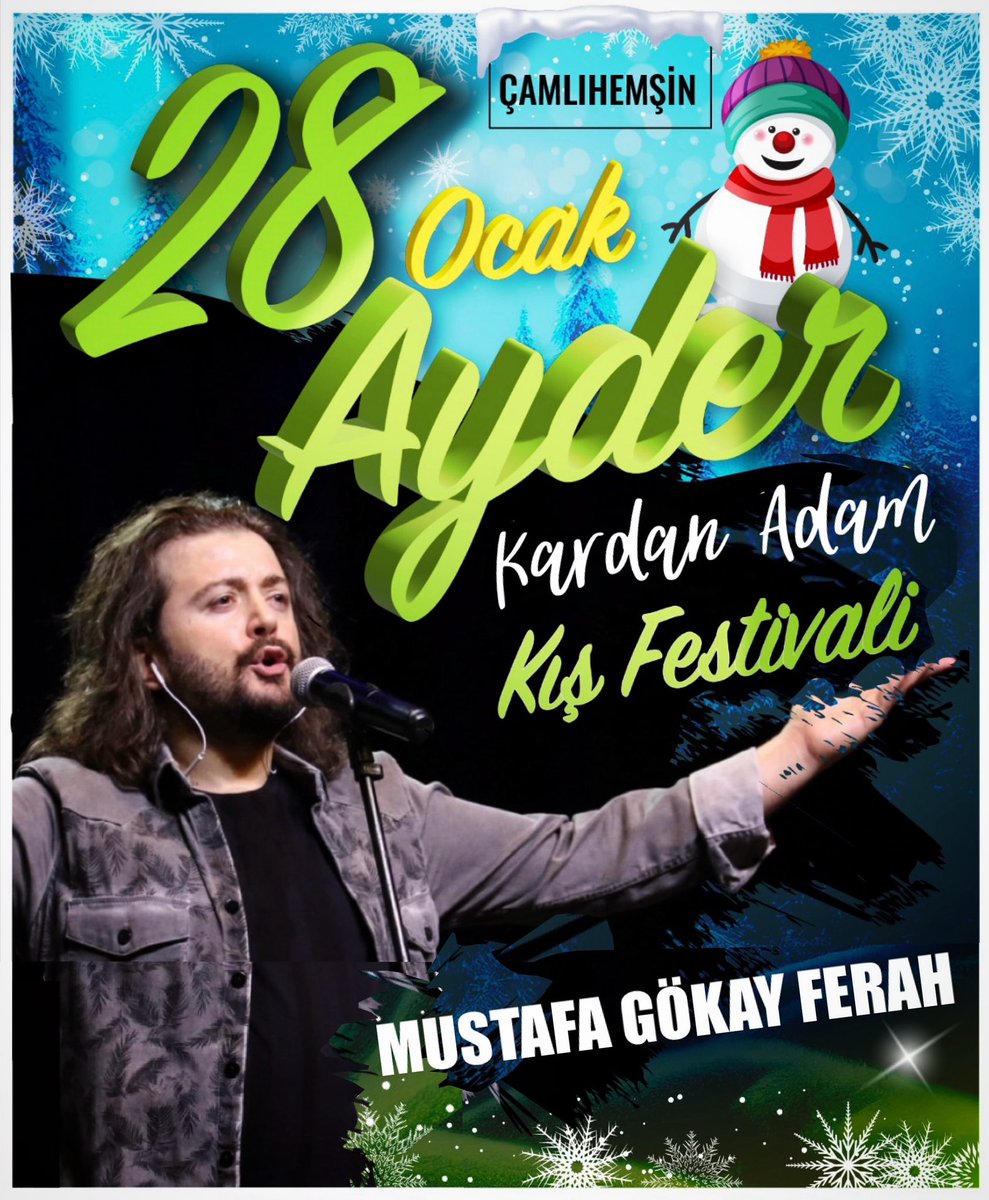 MustafaGkyFerah's tweet photo. 28 Ocak 2024 Pazar günü Çamlıhemşin/Ayder Yaylasında,her yıl düzenlenen Kardan Adam Kış Festivali’nde Konserimizin yapılması planlanmaktadır..
Yakınlarda olan tüm müzik severleri bekliyoruz. Görüşmek dileğiyle inşallah..

📍Rize / Çamlıhemşin / Ayder
🗓️ 28 Ocak 2024 Pazar günü https://t.co/mctntRyfKs