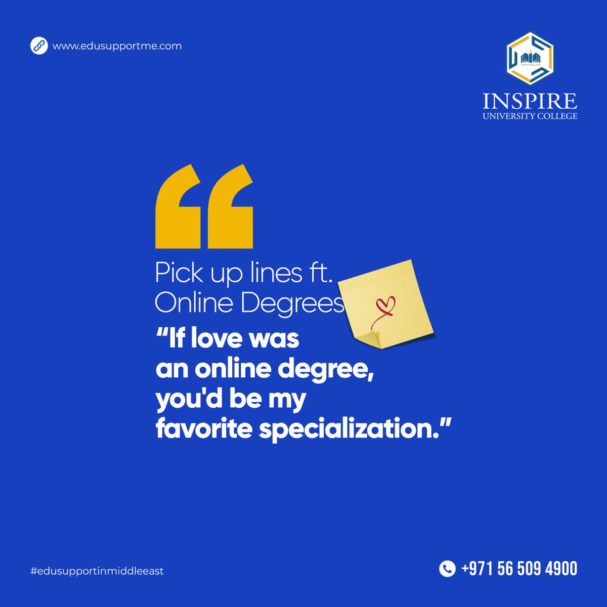 Share your thoughts or a witty twist below! 🤣❤️
.
.
.
#PickupLines #OnlineDegrees #OnlineLearningFun #StudentHumor #OnlineLearners #OnlineLearning #OnlineEducation #Learners #Students #inspire #edusupportinmiddleeast