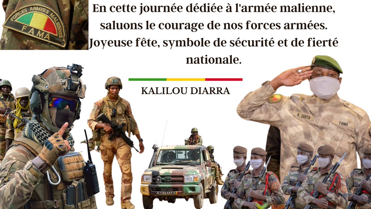 KalilouDIARRA15's tweet photo. En ce 20 janvier, jour de célébration de l'armée malienne, q être le pilier de la sécurité et de la stabilité au Mali. Que la bravoure de nos forces armées inspire fierté et confiance, et que leur engagement envers la protection de notre nation demeure inébranlable. https://t.co/98KQXHme1m