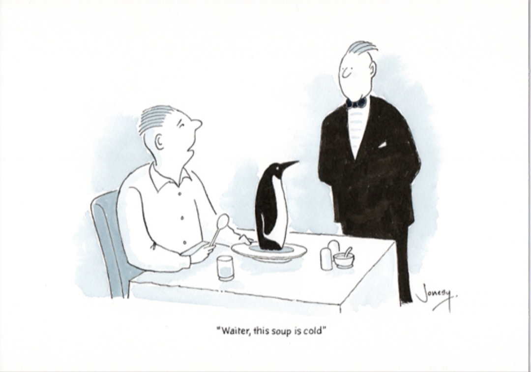 'Waiter, this soup is cold.' by @jonesycartoons for @PrivateEyeNews