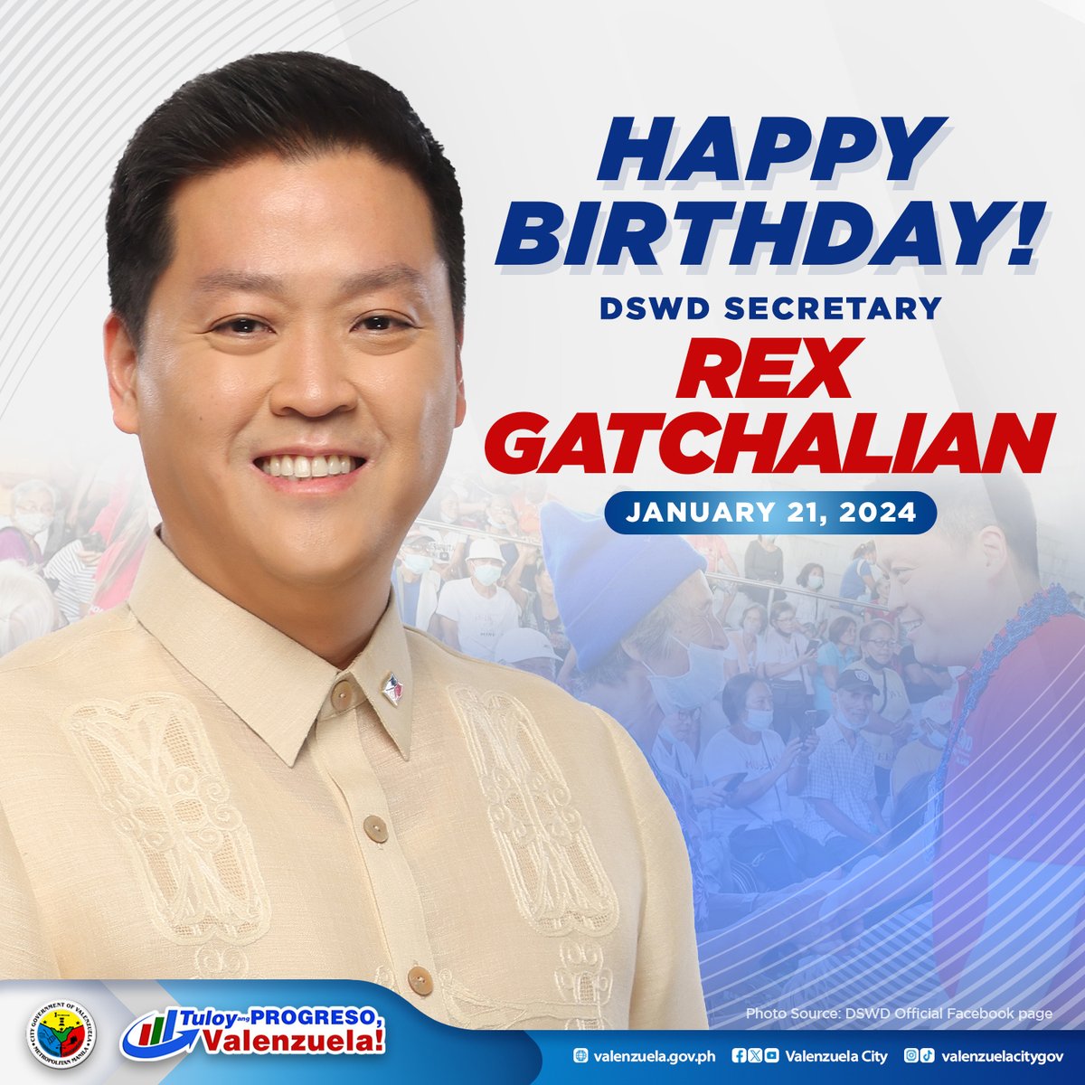 valenzuelacity's tweet photo. Happy Birthday, DSWD Secretary @rex_gatchalian ! 🎉 https://t.co/uvEfdrB3YP