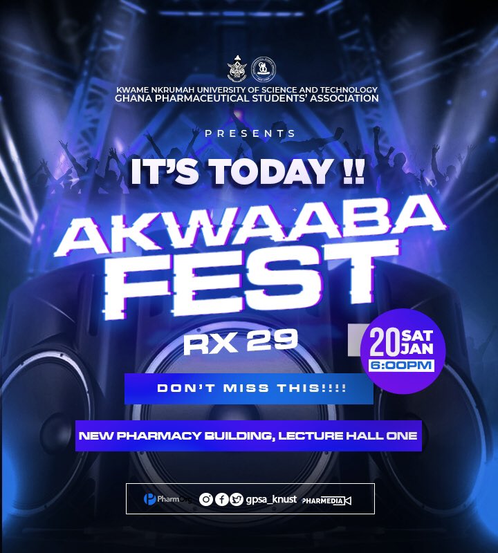 gpsa_knust's tweet photo. The long anticipated and awaited night is finally here!🥳Ready yourself for an unforgettable night of fun, 🥂memory making and performances 🎤as we welcome RX29 to the Pharmily.💊❤️
Don't miss this for anything as it promises to be an unforgettable experience✨
#Rx29 https://t.co/9kh4QuhtC0