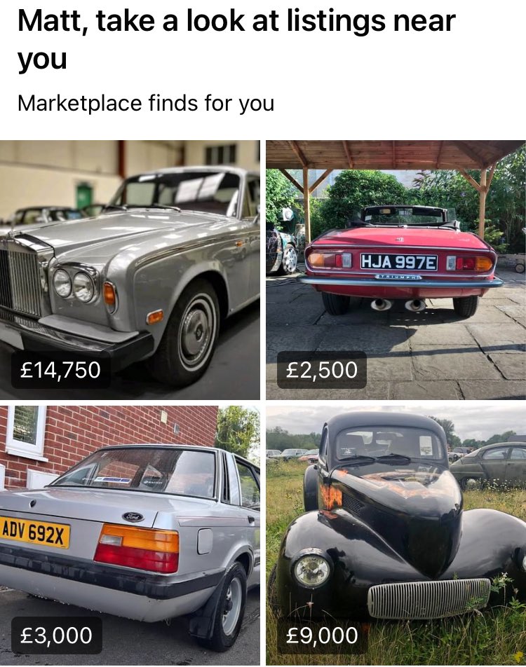 My Marketplace feed is normally four unloved modern hatch-boxes, not today: