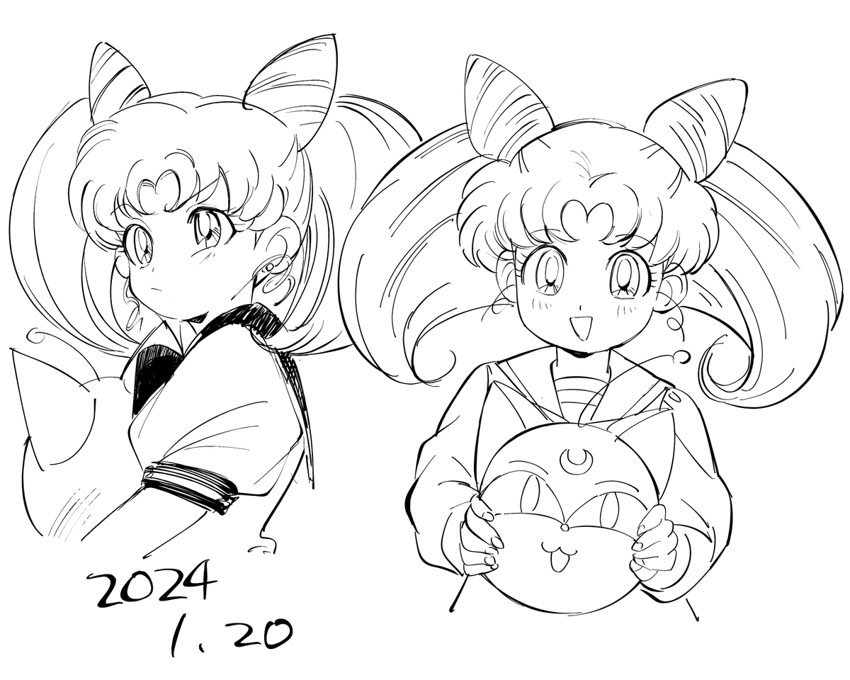 R見てたら描きたくなった、ちびうさ小中学生ぶりに描いたかも〜^ 