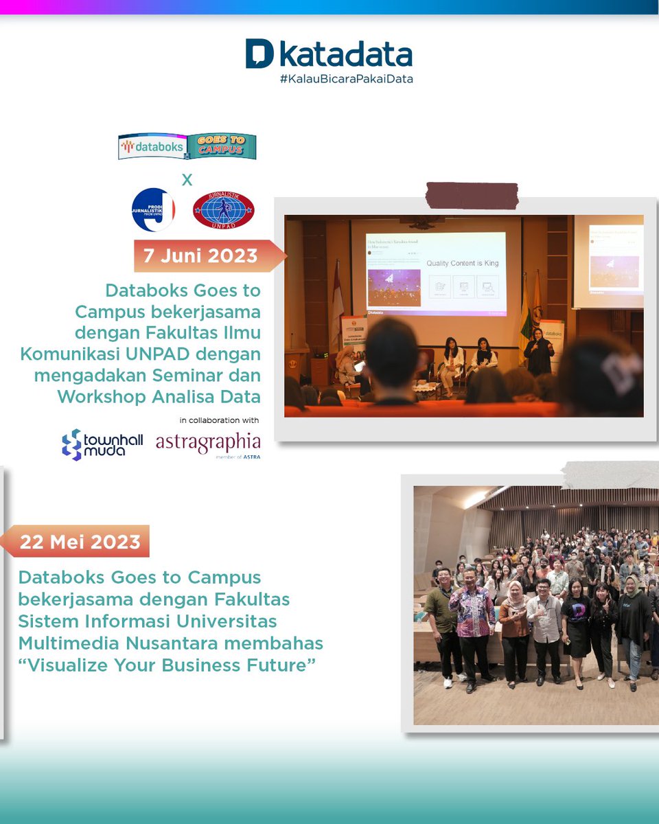 KICcoid's tweet photo. Halo civitas academica!
 
Databoks Goes to Campus 2023 sukses diselenggarakan di berbagai perguruan tinggi di Indonesia.

Mau kampus kamu menjadi destinasi berikutnya?
 
Hubungi kami di
markom@katadata.co.id
 
#BerbagiDatauntukSemua #DataboksGoestoCampus #KalauBicaraPakaiData https://t.co/HrHUwoJfAk