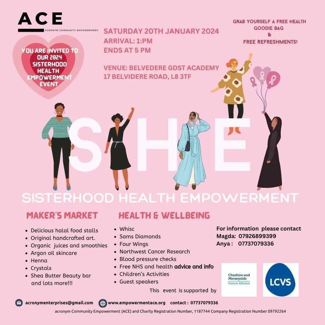 All set up at the Sisterhood Health Empowerment event. If you're coming along today, pop by and say hello 😊 the event is a coloboration between Acronym Community Empowerment ACE @liverpoolcvs @CMCaAlliance