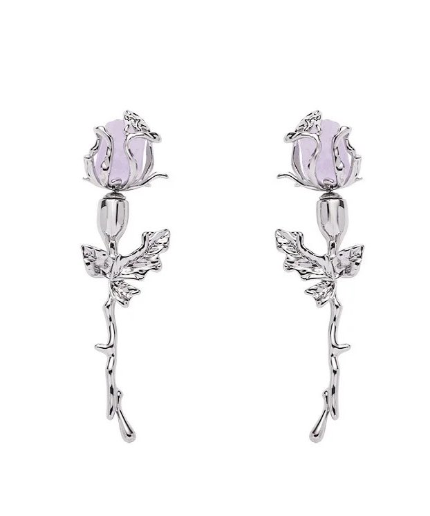 amethyst rose earrings