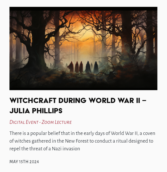 Tonight's Lecture - Witchcraft During World War II - Julia Phillips #Witchcraft #WorldWar2 #JuliaPhillips #witches @TheLastTuesdayS thelasttuesdaysociety.org/event/witchcra…