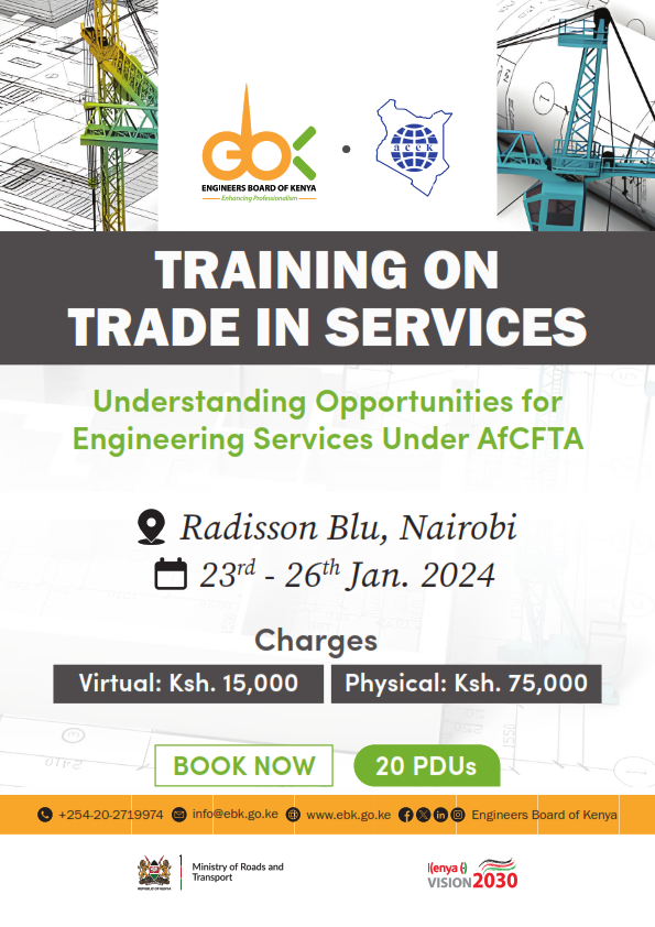 Join the #TradeInServices workshop & unlock #AfCFTA opportunities for your engineering business! The @EngineersBoard in collaboration with ACEK invites you to explore potential & challenges for engineering services, gain insights from experts & fellow professionals and network!