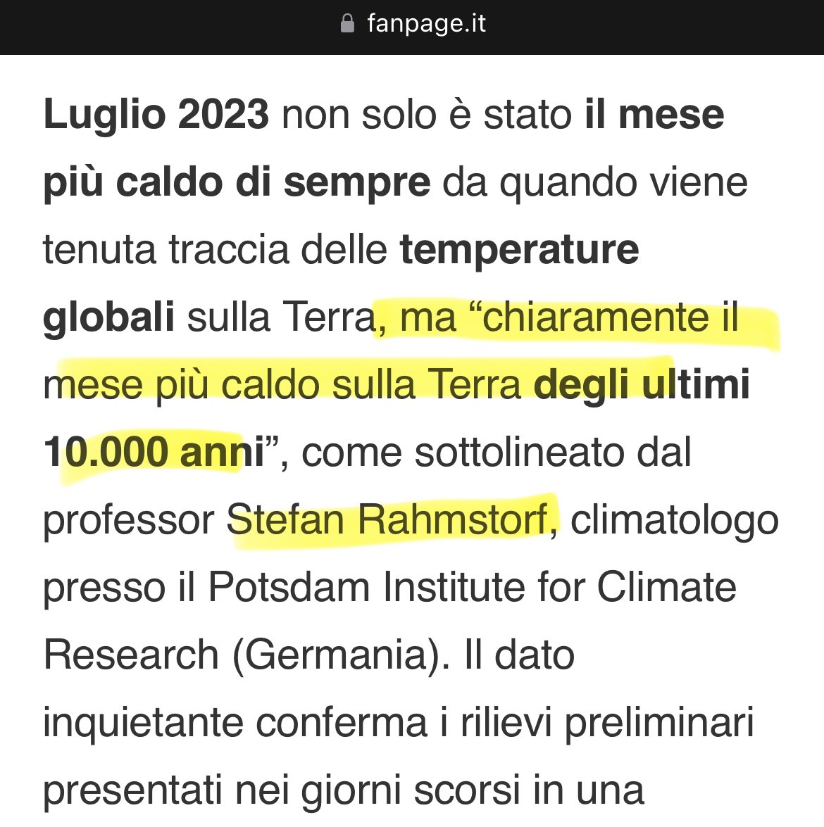 LOLlissimo @RobertoIngross2 Lo dice il professor Stefan Rahmstorf, climatologo presso il Potsdam Institute for Climate Research (Germania), non FanPage. Perché non si mettono d’accordo questi climatologi?