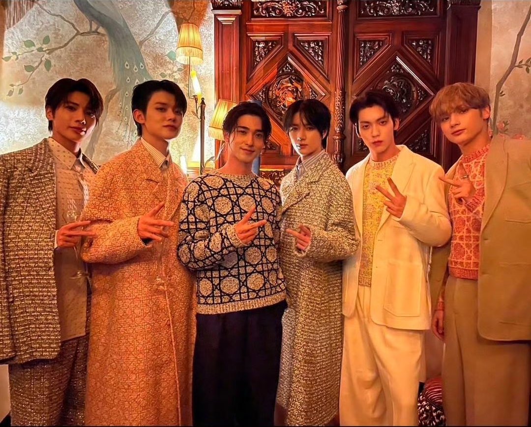 Ryusei Yokohama with Korean Actor Jung Hae-In and KPOP group TXT at the Dior after party.