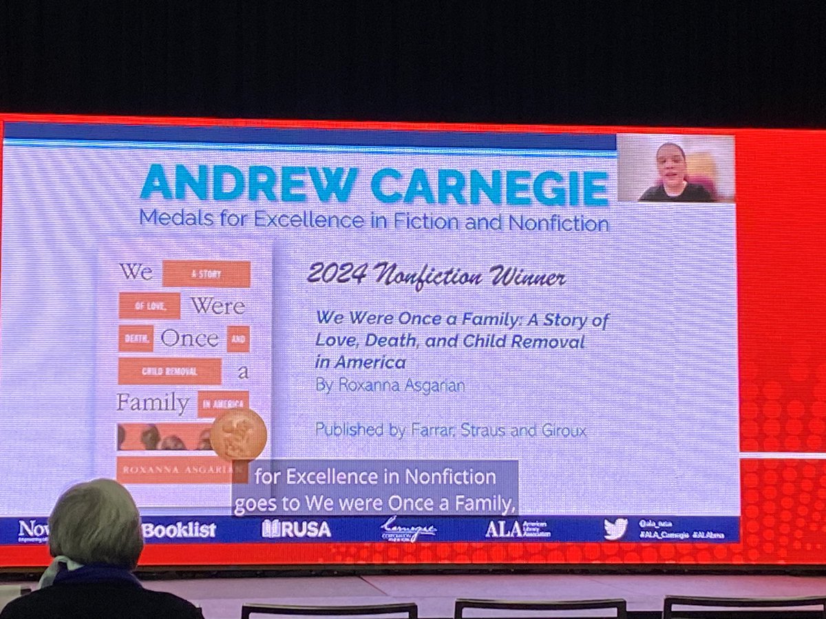 The 2024 #ALA_Carnegie Nonfiction medal 🥇goes to WE WERE ONCE A FAMILY by @strawburriez (@fsgbooks @MacmillanLib) #ALABMA #LibLearnX24