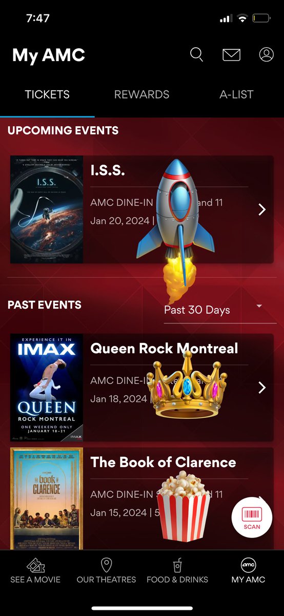 #AMCTheatres 🎟️
#AMCAList #AMCStubs 

Join AMC A-List 
Watch Movies 🎥🎬 
Earn Points ✨✨
Earn rewards 🍿🥤
Earn Cash Back 💵💰

#ISSMovie #atAMC 
#QueenRockMontreal #IMAX 
#theBookofclarence #AMC