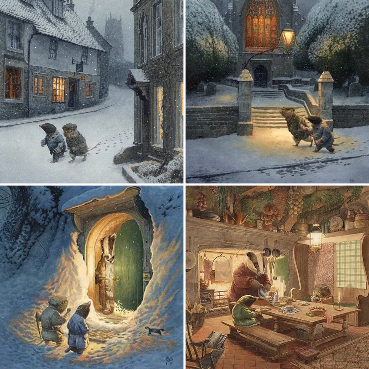 The wonderful wintry world of Wind in the Willows, illustrated by Chris Dunn. @ChrisDunnIllos #BookWormSat #BookChatWeekly #FolkloreSunday