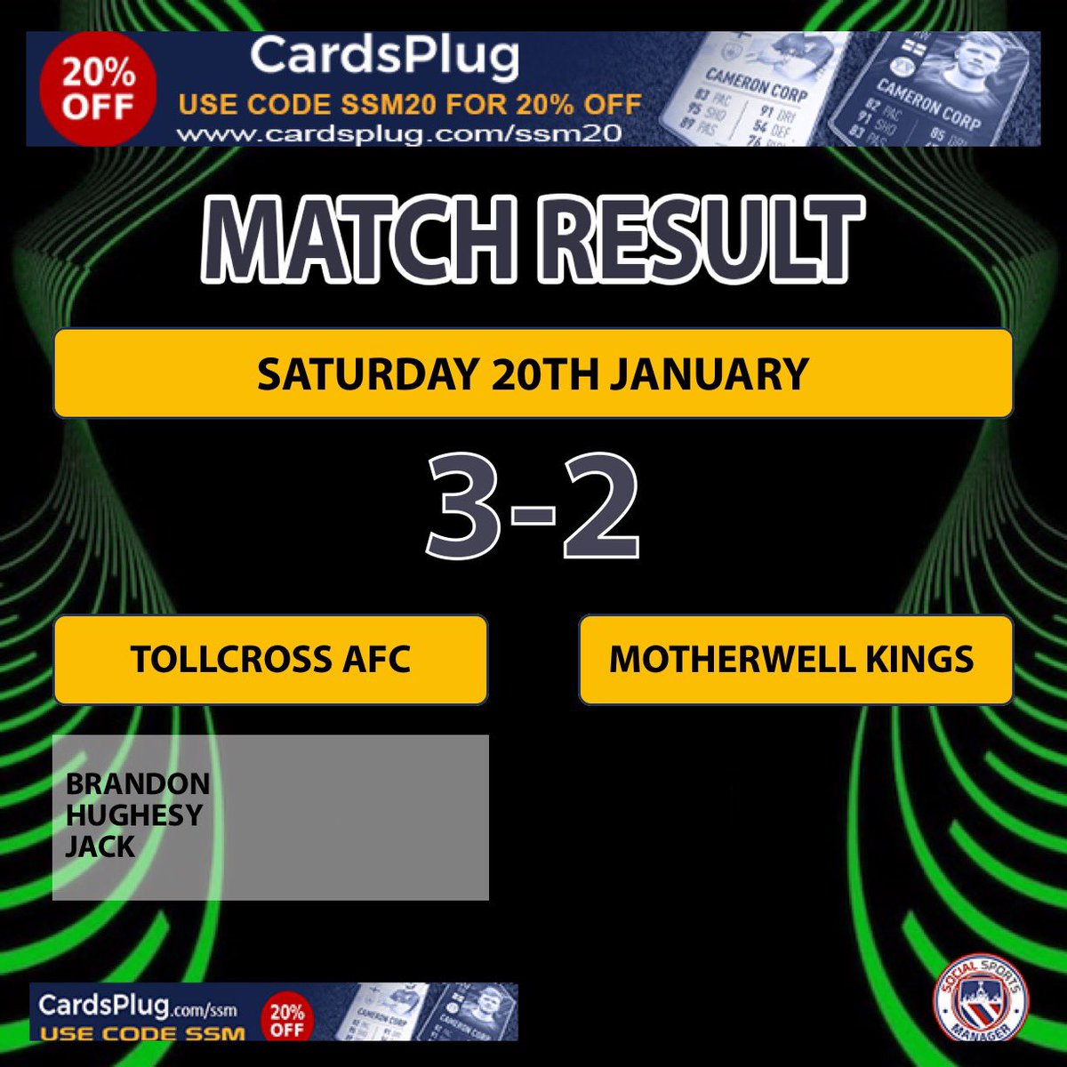 AfcTollcross's tweet photo. Tollcross 3-2 @KingsChurchAFC 

Huge 3 points for us this morning battling back from 2-1 down to earn a very well deserved victory. All the best to Kings for the rest of the season. 

#MonTheTollX⚽️💚
@scottish_aff https://t.co/xjXNLbHPDO