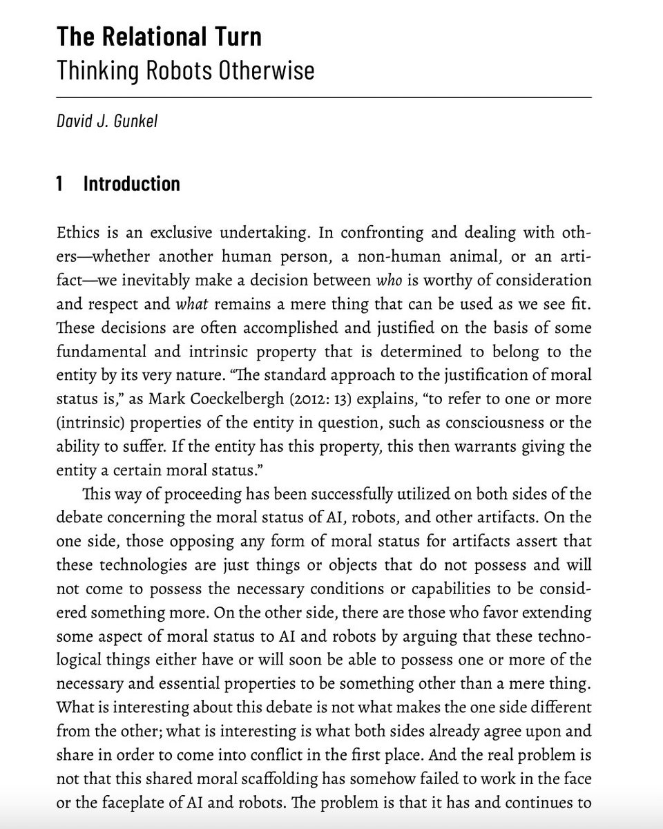 David_Gunkel's tweet photo. "The Relational Turn: Thinking #Robots Otherwise"
My contribution to the book "Social Robotics and the Good Life" @transcriptweb is available #OpenAccss
https://t.co/anH9tUivaf https://t.co/wKo1d5eSfK
