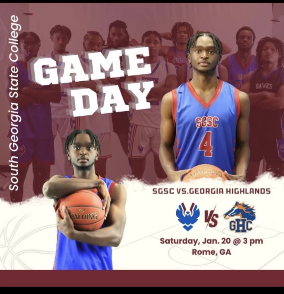 GAMEDAY!!! 
#hawkseverywhere 
Road game in Rome, GA 
Your SGSC Hawks at Georgia Highlands College 3p 
Today, Saturday, 1/20/24
GHC Floyd Campus 
3175 Cedartown hwy 
Rome GA
Can’t make it?watch live &amp;listen to Landon Harding on your Hawks YouTube Page 
youtube.com/@hawkshoopss?s…