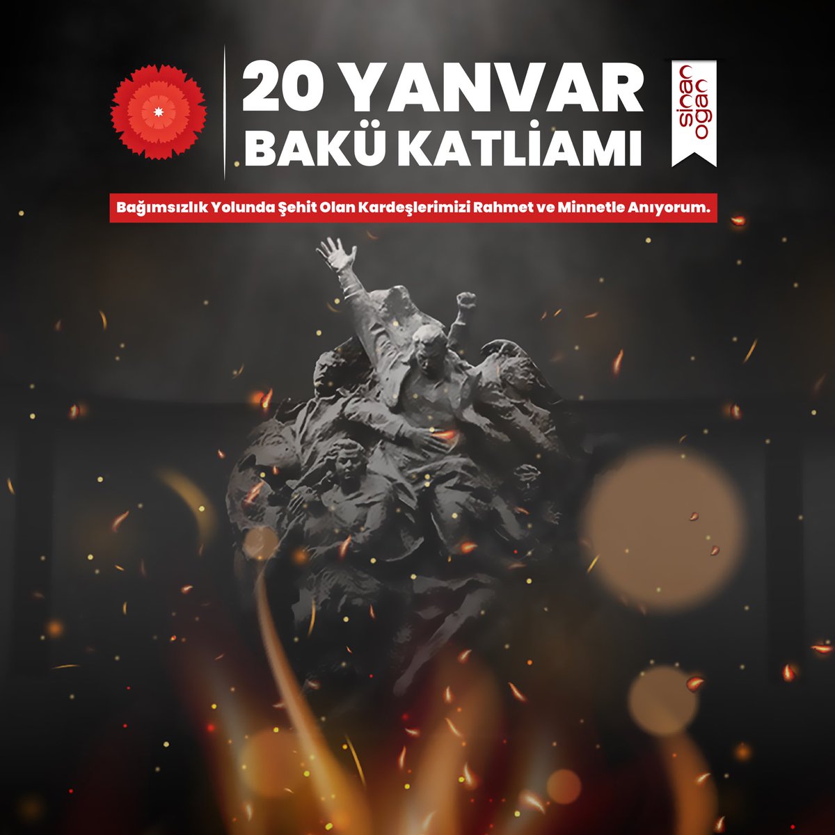 19 Ocak'ı #20Ocak1990 'a bağlayan gecede bağımsızlık isteyen Azerbaycan halkı Sovyet askerlerince kanlı bir biçimde bastırıldı. Bu hadise tarihe #20Yanvar #GaraYanvar  #KaraOcak olarak geçti. Azerbaycan'ın bağımsızlığı için şehadete kavuşan kardeşlerimizi rahmet anıyorum.🇹🇷🇦🇿