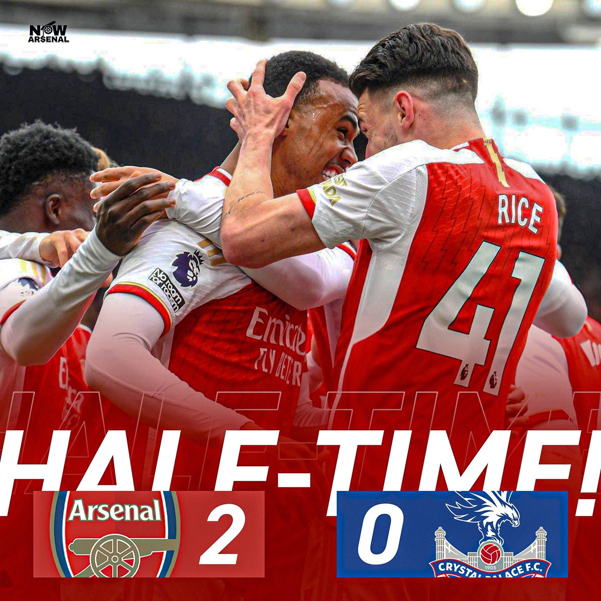 HT: Arsenal 2-0 Crystal Palace F*ck it, stick Gabriel up top for the next 45 minutes. He’s on a hat-trick!😂 I’m so happy we’re back, but I want more goals in the second-half. Thoughts at the break? #afc