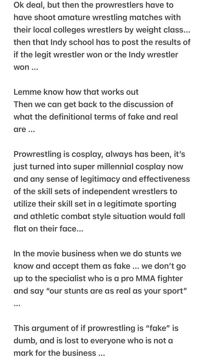 Sorry but, Prowrestling is fake, scripted theatrical play pretend fighting, that yes, sure you can get hurt or injured in… but by no means I a REAL sporting and athletic competition … 

What the hell is the competition? Not winning and losing? That’s on the script on the wall.