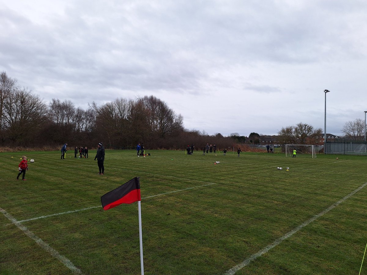 Little bit of TLC , got our  7v7 &amp; 5v5  grass pitchs on this morning ⚽️ 🏟 ⚫️  🔴