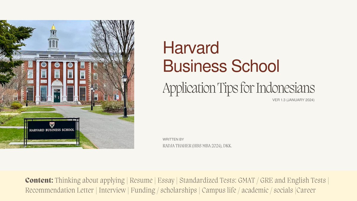 Sejak kuliah di sini, saya dapat banyak pertanyaan soal tips masuk ke HBS. Akhirnya saya kepikiran nulis kumpulan informasi untuk teman2 di Indonesia yang mau daftar ke HBS. Saya ajak juga beberapa teman lain sbg kontributor. Link-nya ada di akhir thread ini (free)