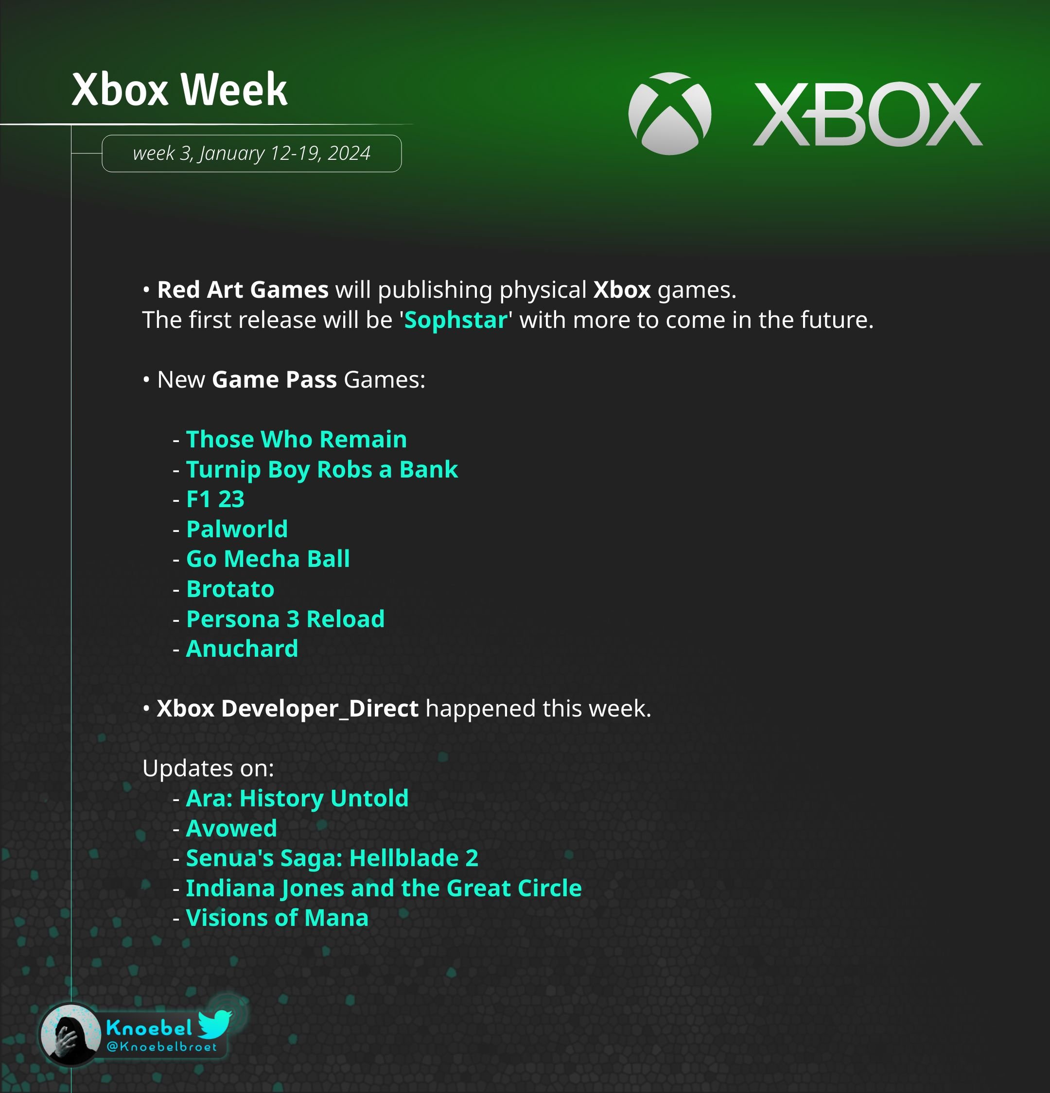 Alan Feely on X: &ldquo;Weekly Gaming News Recap: 🟢 Xbox 🗓️ Release 