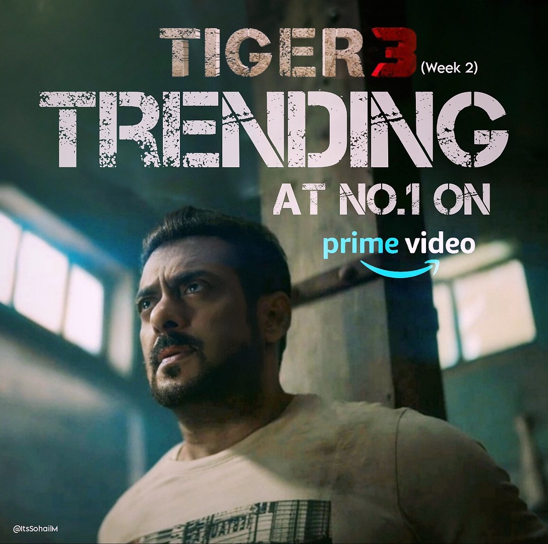 It's WEEK 2 and #Tiger3 is still remains No.1 film in OTT world. 🔥

#SalmanKhan #Tiger3OnPrime