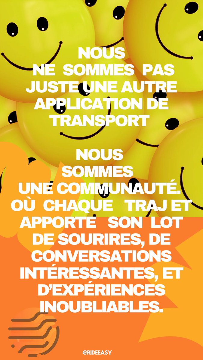 🚗✨ “Chez RideEasy, chaque trajet est une nouvelle rencontre ! ✨🚗Nous ne sommes pas juste une autre application de transport - nous sommes une communauté. Où chaque trajet apporte son lot de sourires, de conversations intéressantes, et d’expériences inoubliables.🌟 Pour nos