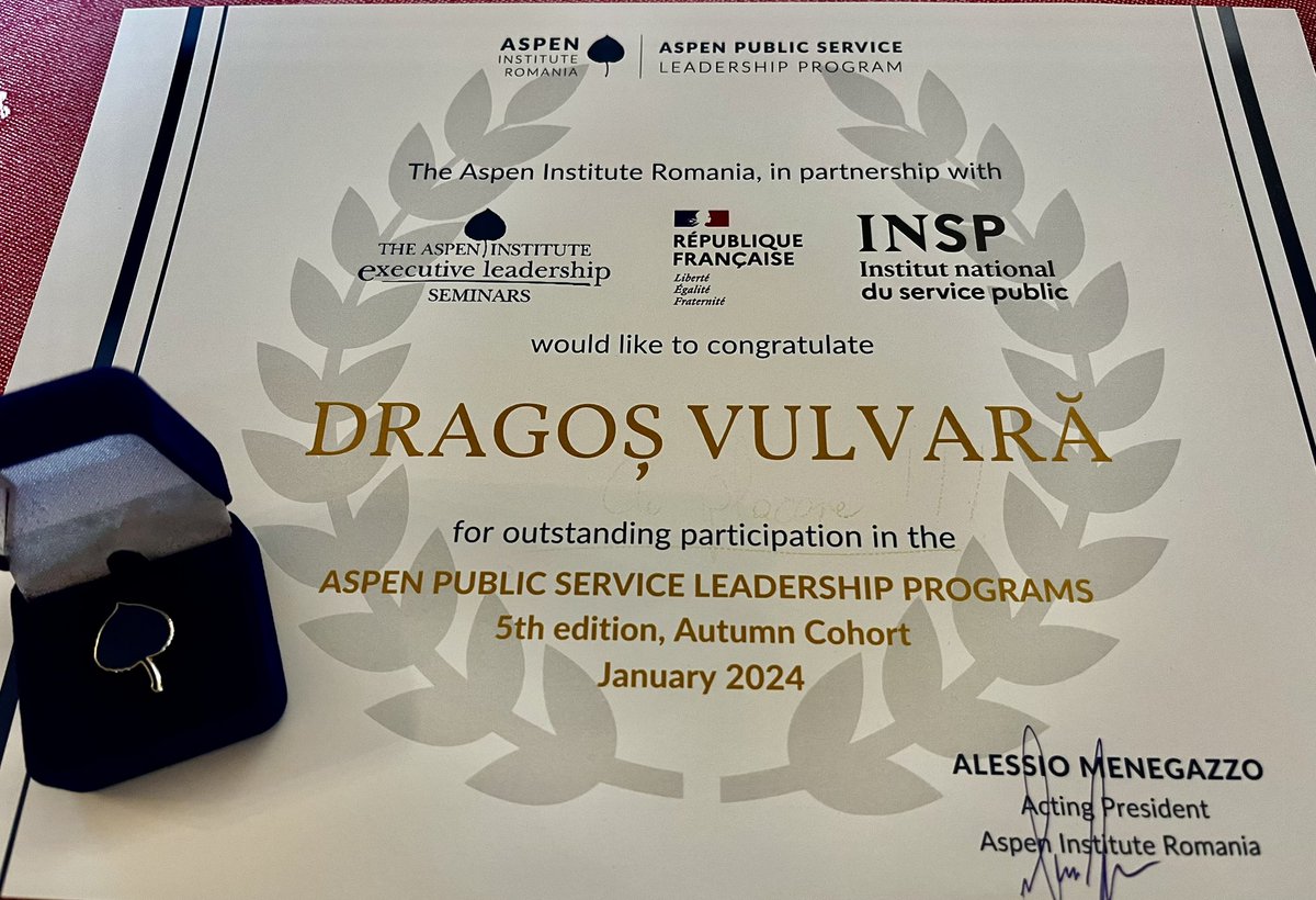 My first accomplishment of 2024: becoming an Aspen Fellow. The Aspen Public Service Leadership Program has been truly remarkable. Grateful for the new friendships formed, for the substantial discussions and for the new experiences <a href="/aspen_romania/">Aspen Romania</a>