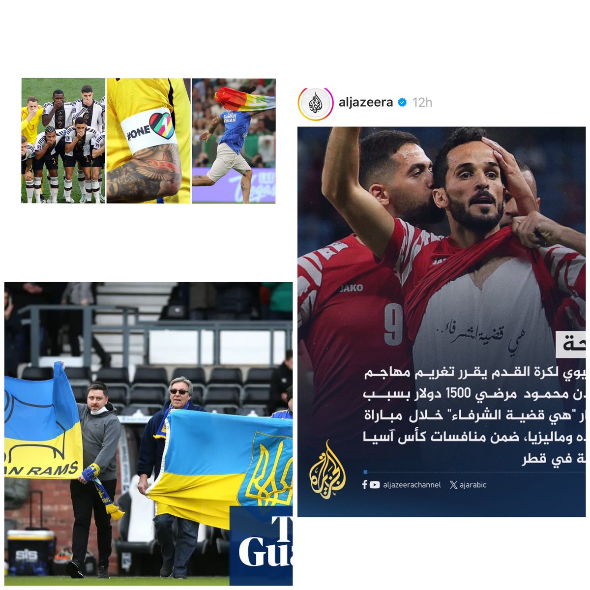 almedaihki2022's tweet photo. Disappointed by the apparent double standards in how @FIFAcom handles human rights issues. It seems like these principles are not applied equally across all nations. #EqualityInSport #FIFAFairPlay #FreePalaestin https://t.co/t8L8Bt9p9O