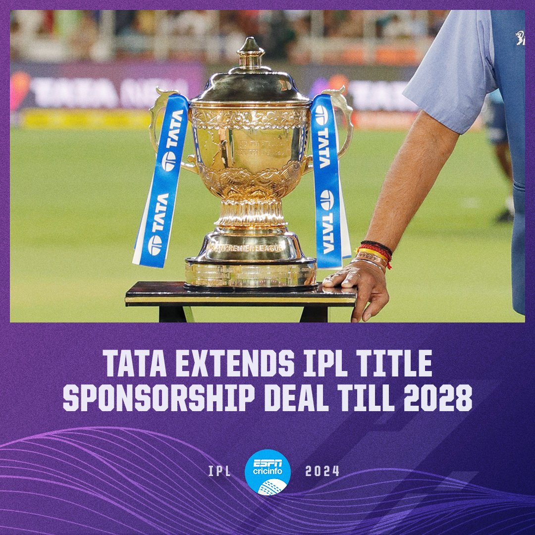 The Tata Group has extended its title sponsorship of the IPL for another five years, from 2024 to 2028, for INR 2500 crore es.pn/3HrfeJz