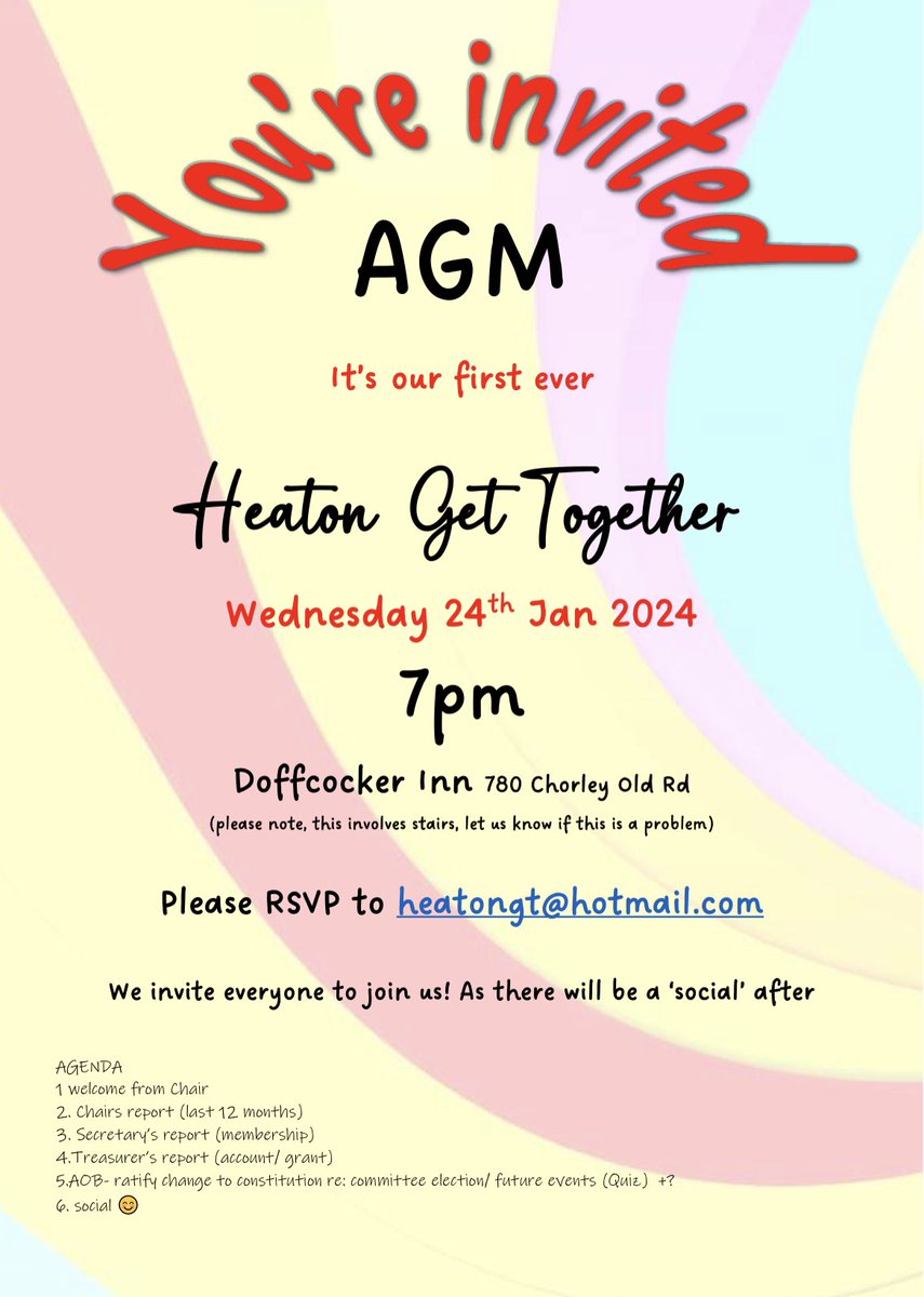 HeatonTogether's tweet photo. Everyone is invited to our first ever AGM, this Wednesday 24th Jan 7pm #heaton #community https://t.co/FpdDiThsK1