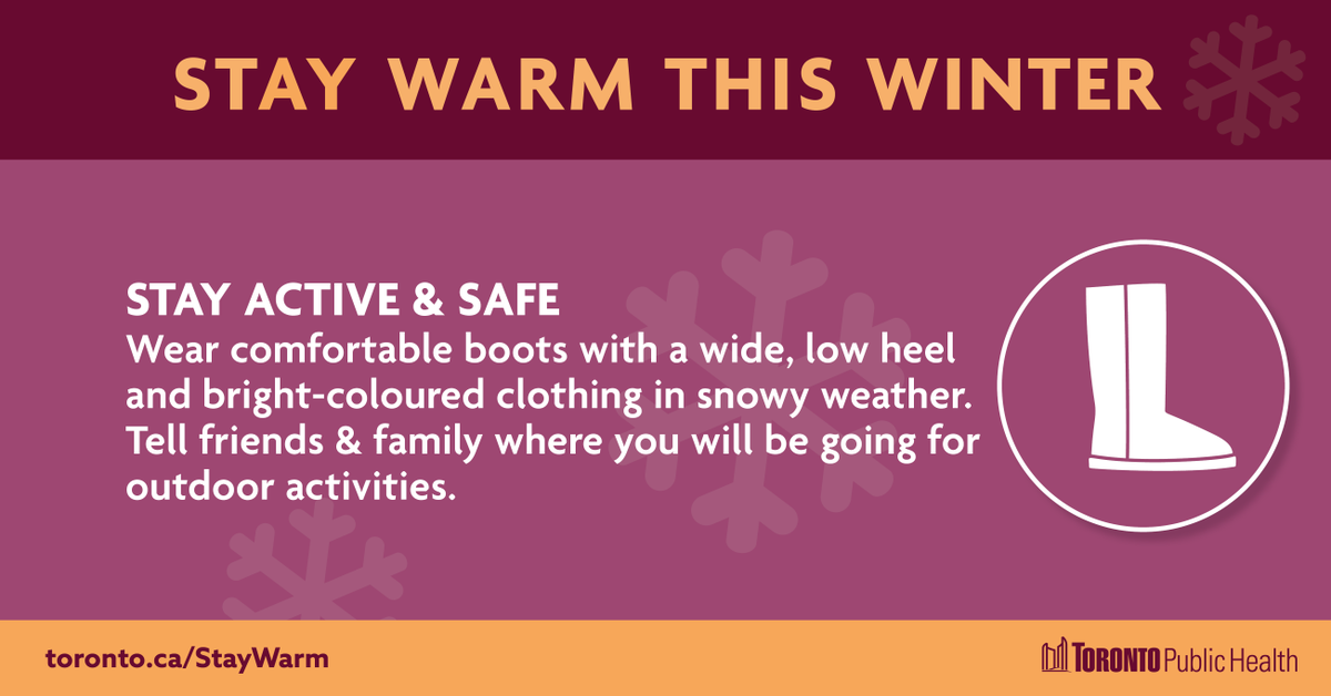 Planning winter activities? Here are some tips to stay warm & enjoy them safely when it’s cold out. More info: toronto.ca/StayWarm #StayWarmTO