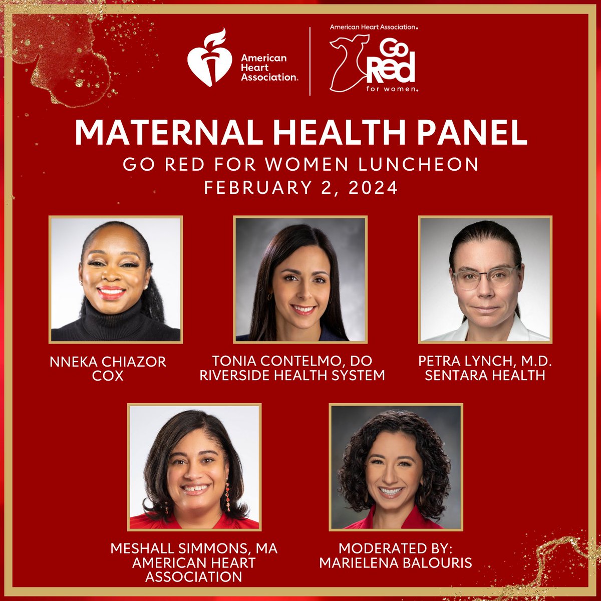 Introducing our Fierce Five who will be taking the stage at the Hampton Roads Go Red for Women Luncheon on Friday, February 2nd talking all things, maternal health. You don't want to miss this! #HRGoRed