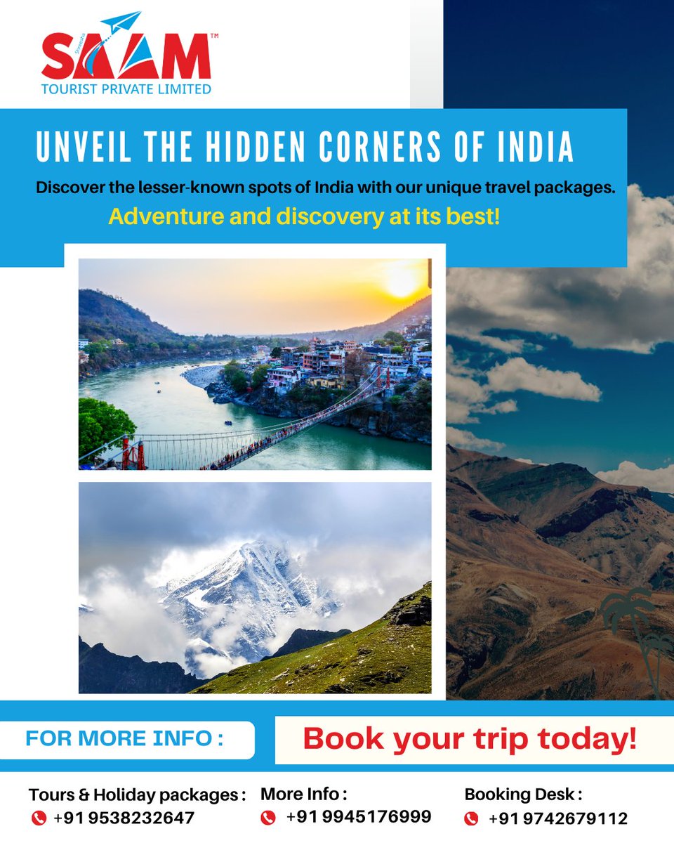 Unveil the Hidden Corners of India. Discover the lesser-known spots of India with our unique travel packages. Adventure and discovery at its best! #HiddenIndia #AdventureTravel #ExploreIndia #HeritageTours #SmartTravel #CulturalTours #TravelExcellence #IncredibleIndia